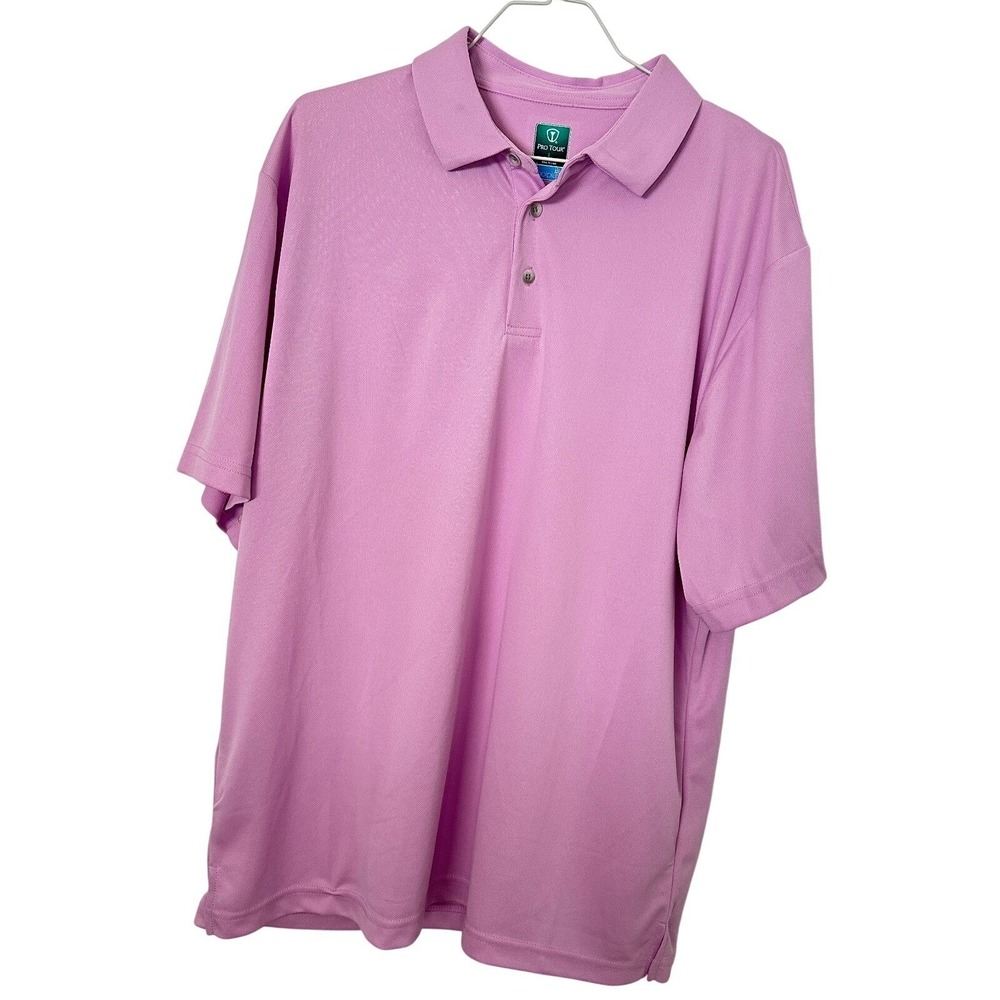Pro Tour Coolplay Mens Large Pink Short Sleeve Golf Polo Shirt BK3546